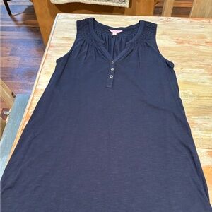 Navy blue shift summer dress.